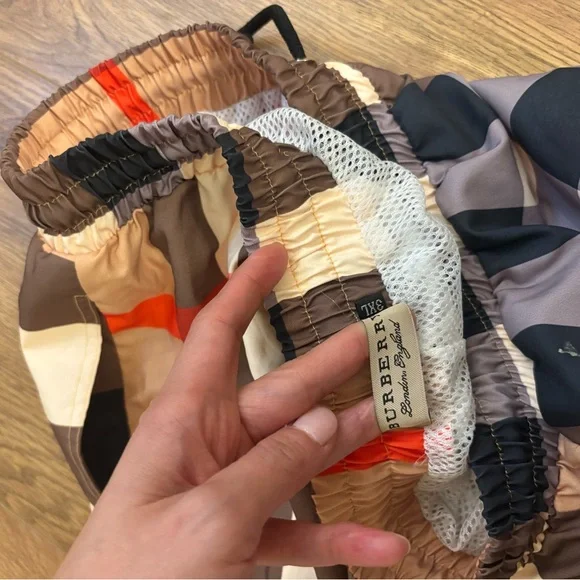 Burberry Men's Check Board Shorts - Tan and Red - Picture 6 of 6